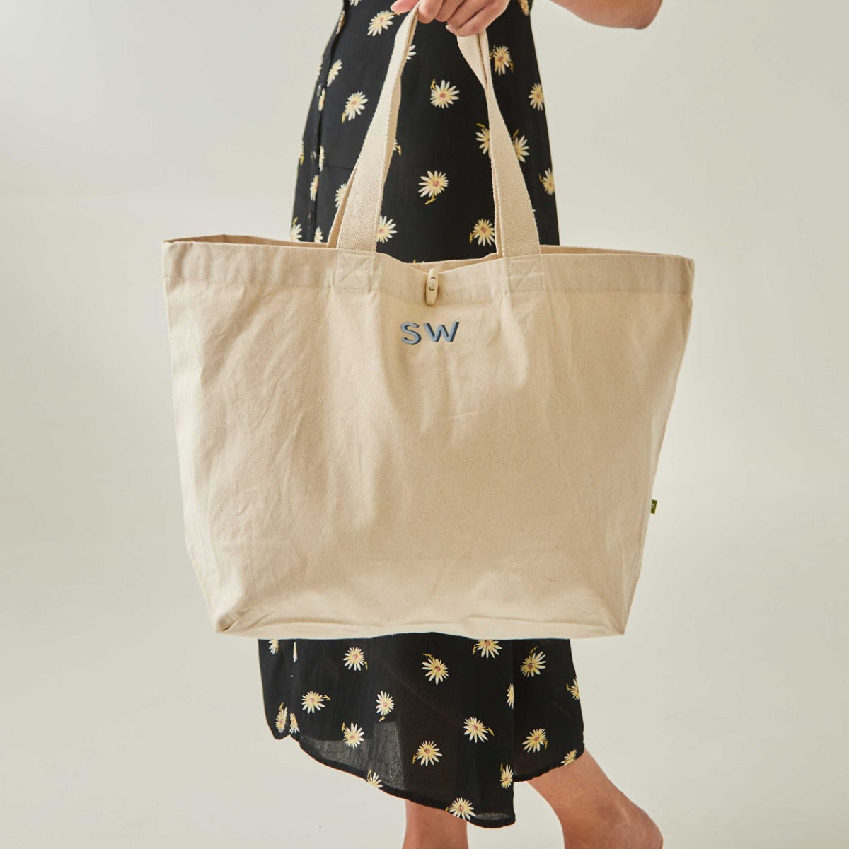 Personalised Blue Initial Canvas Tote Bag by Made Yours