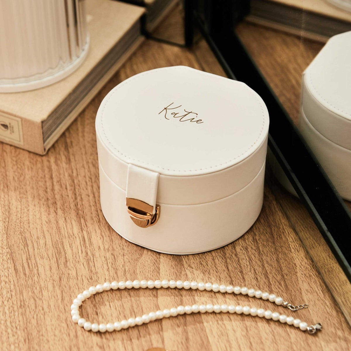 Personalised Everyday White Traditional Round Jewellery Box