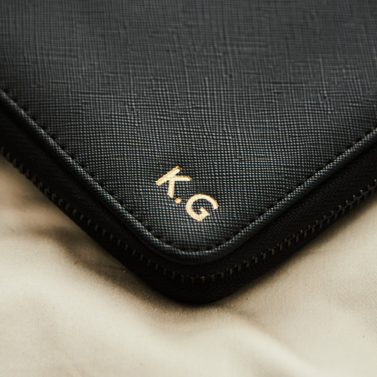 Personalised Embossed Travel Case in Black by Made Yours