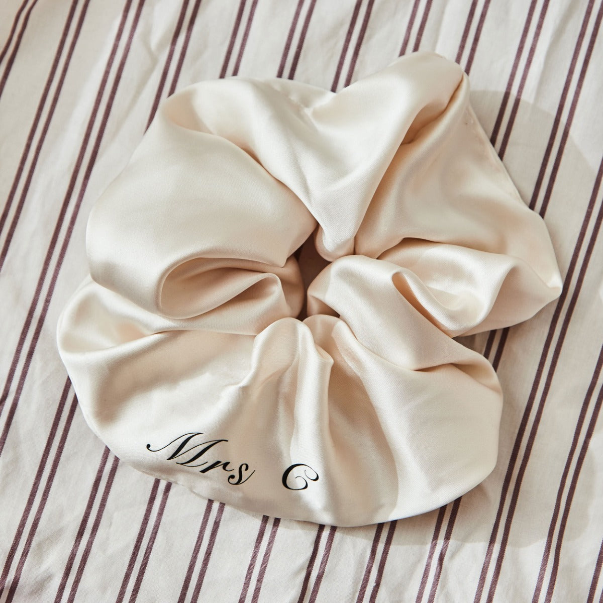 Personalised Extra Large Silky Scrunchie in Ivory by Made Yours