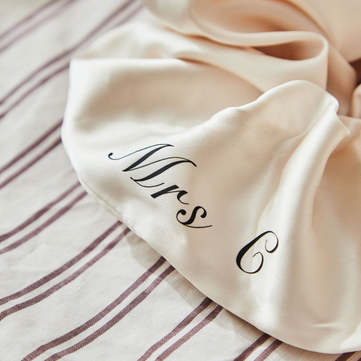 Personalised Extra Large Silky Scrunchie in Ivory by Made Yours