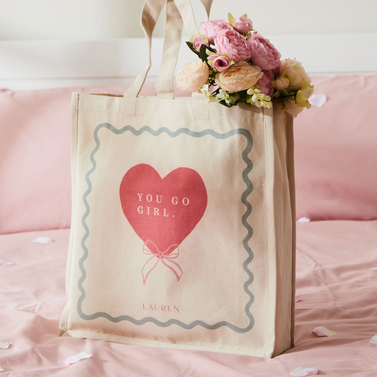 Personalised You Go Girl Canvas Tote Bag 