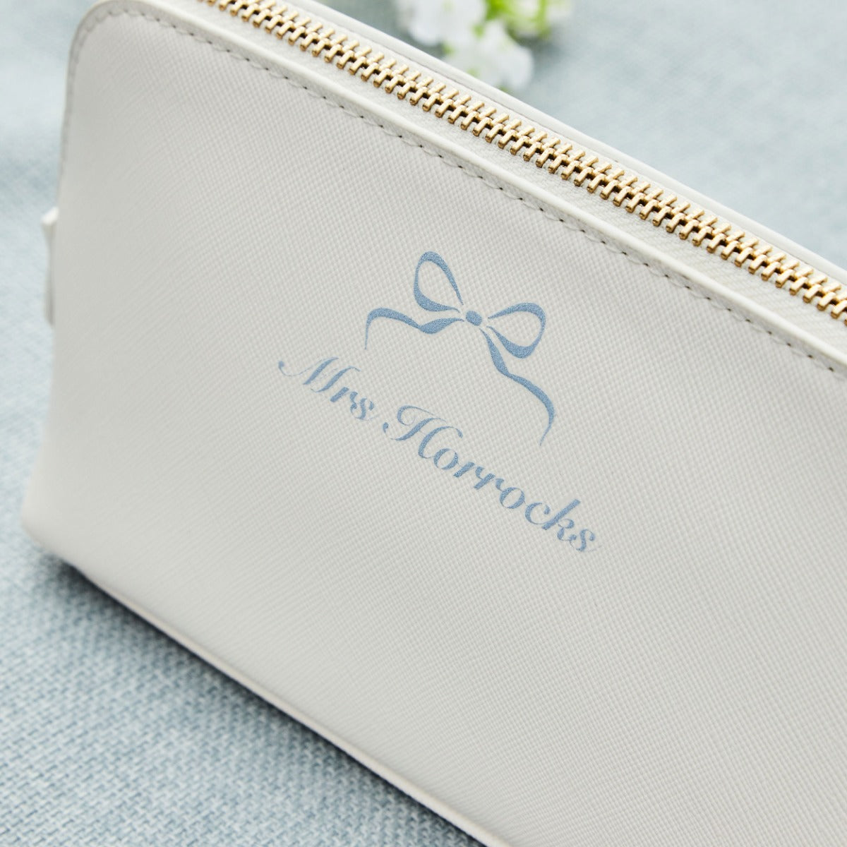 Personalised Something Blue Medium Make Up Bag 