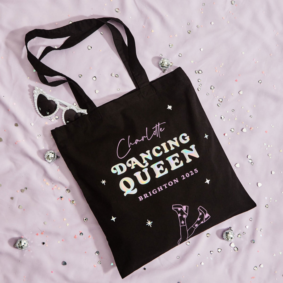 Personalised Dancing Queen Black Tote Bag 