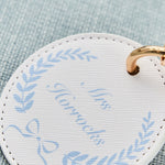 Personalised Something Blue White Round Keyring 