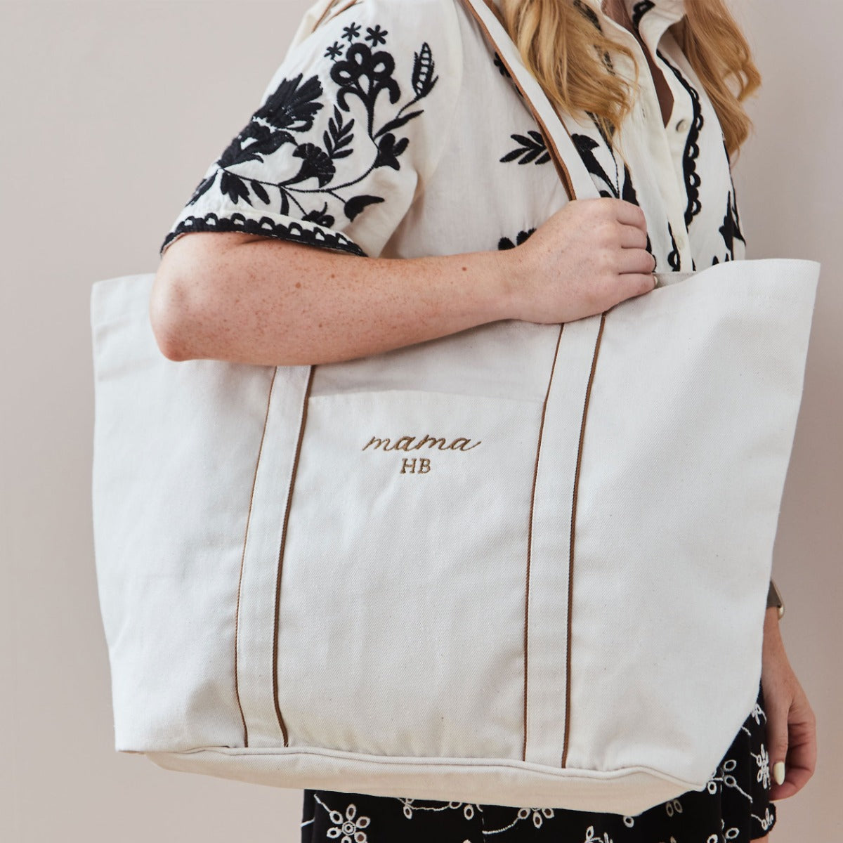 Personalised Mama Canvas Tote in Caramel 