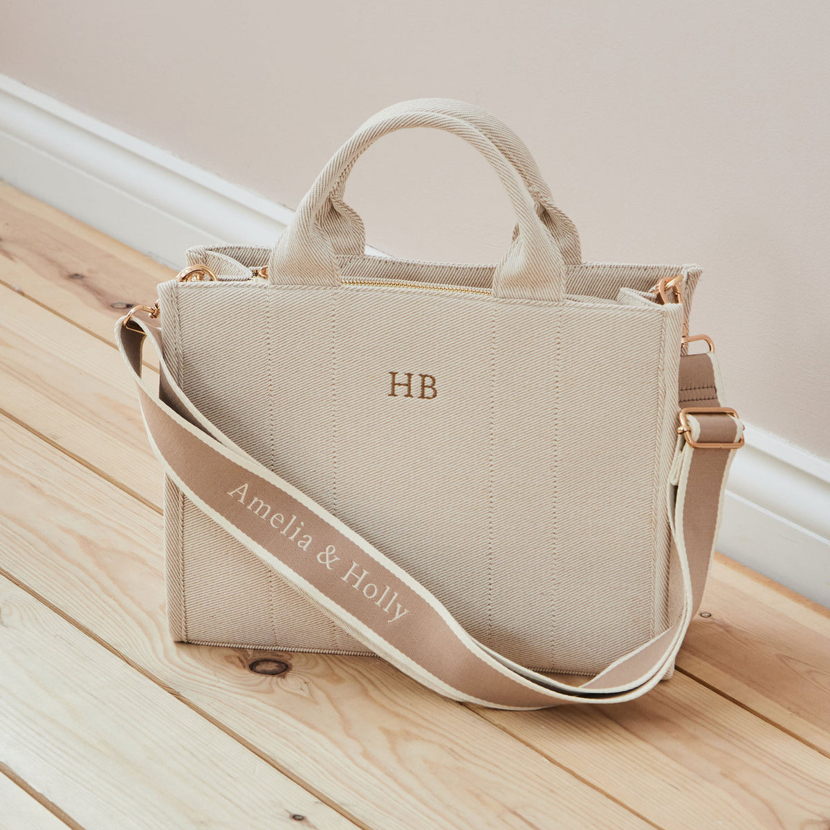 Personalised Mama Medium Canvas Tote Handbag in Caramel