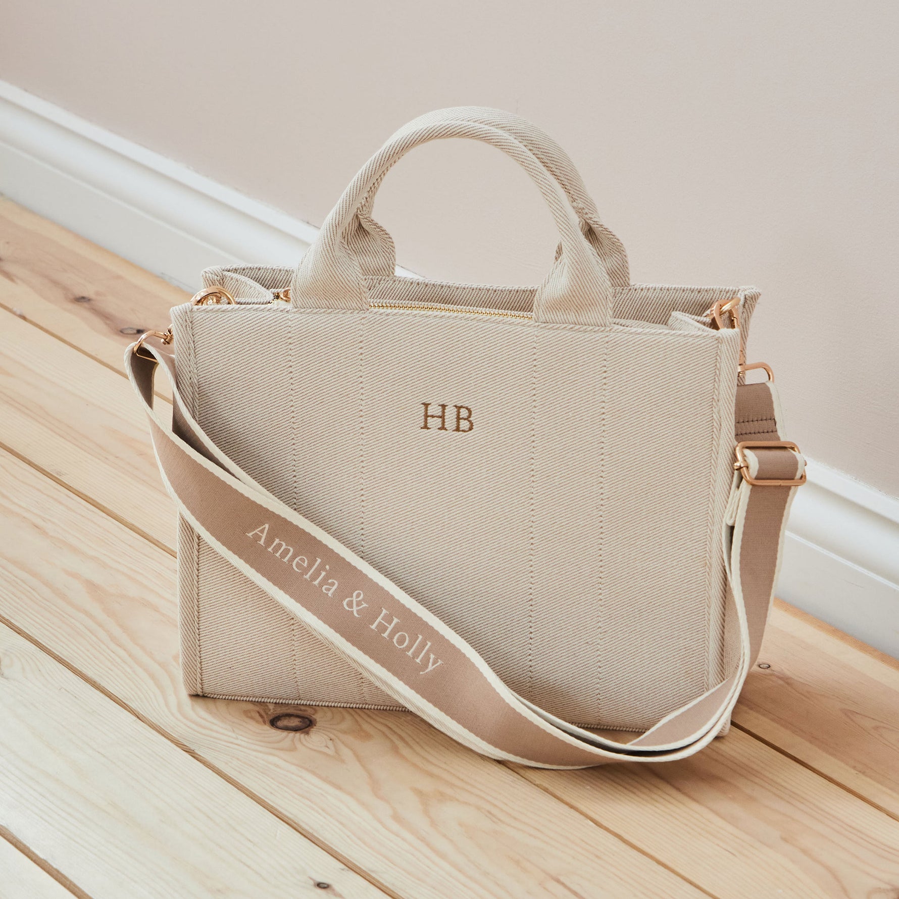 Personalised Mama Medium Canvas Tote Handbag in Caramel