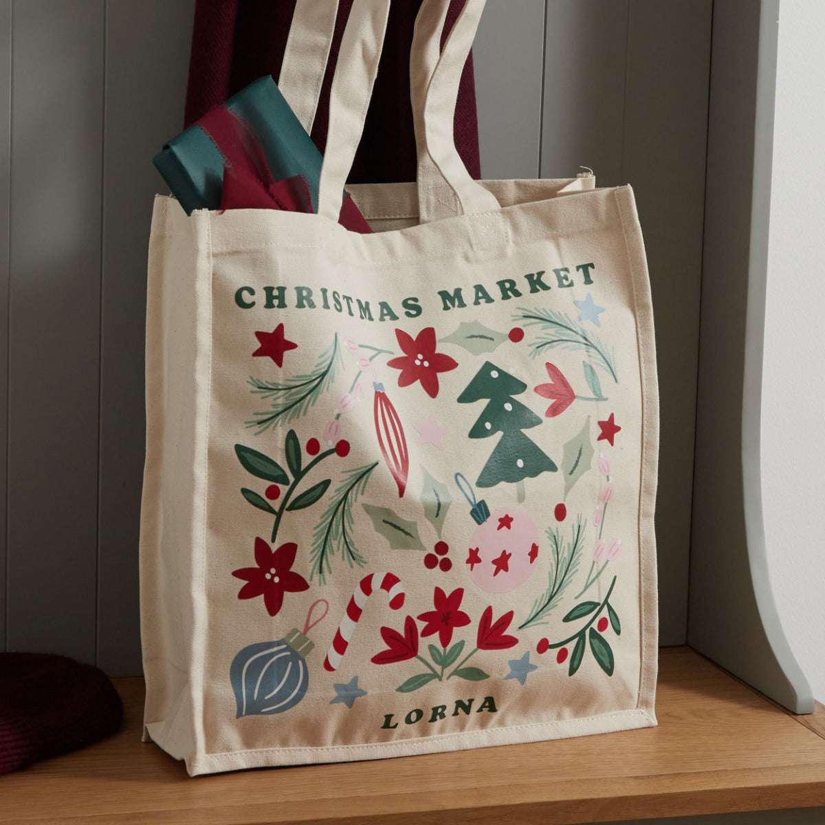 Personalised Christmas Market Tote Bag