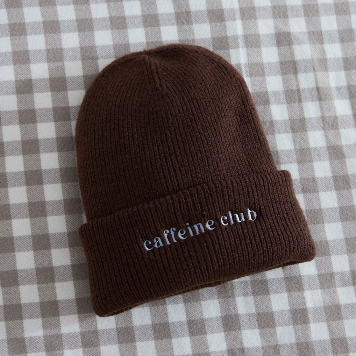 Personalised Walnut Brown Beanie Hat with Customisable slogan