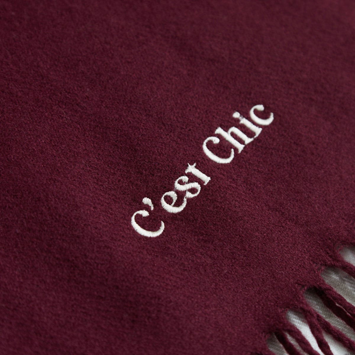 Personalised Slogan Long Burgundy Tassled Scarf