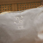Personalised Zodiac Large Taupe Velvet Bag