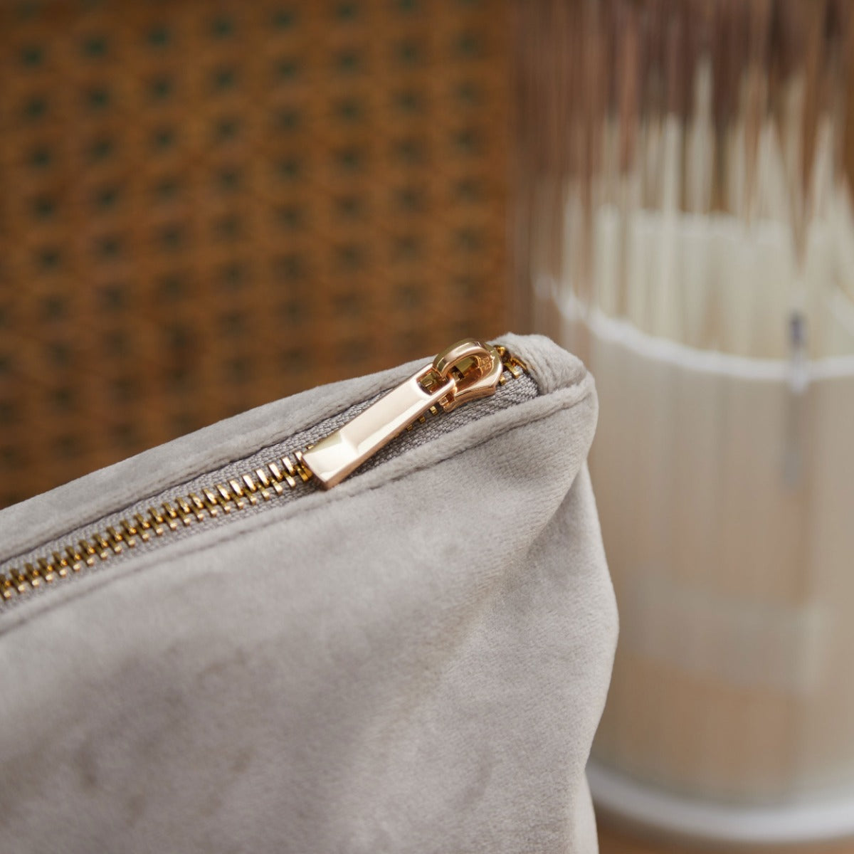 Personalised Zodiac Large Taupe Velvet Bag