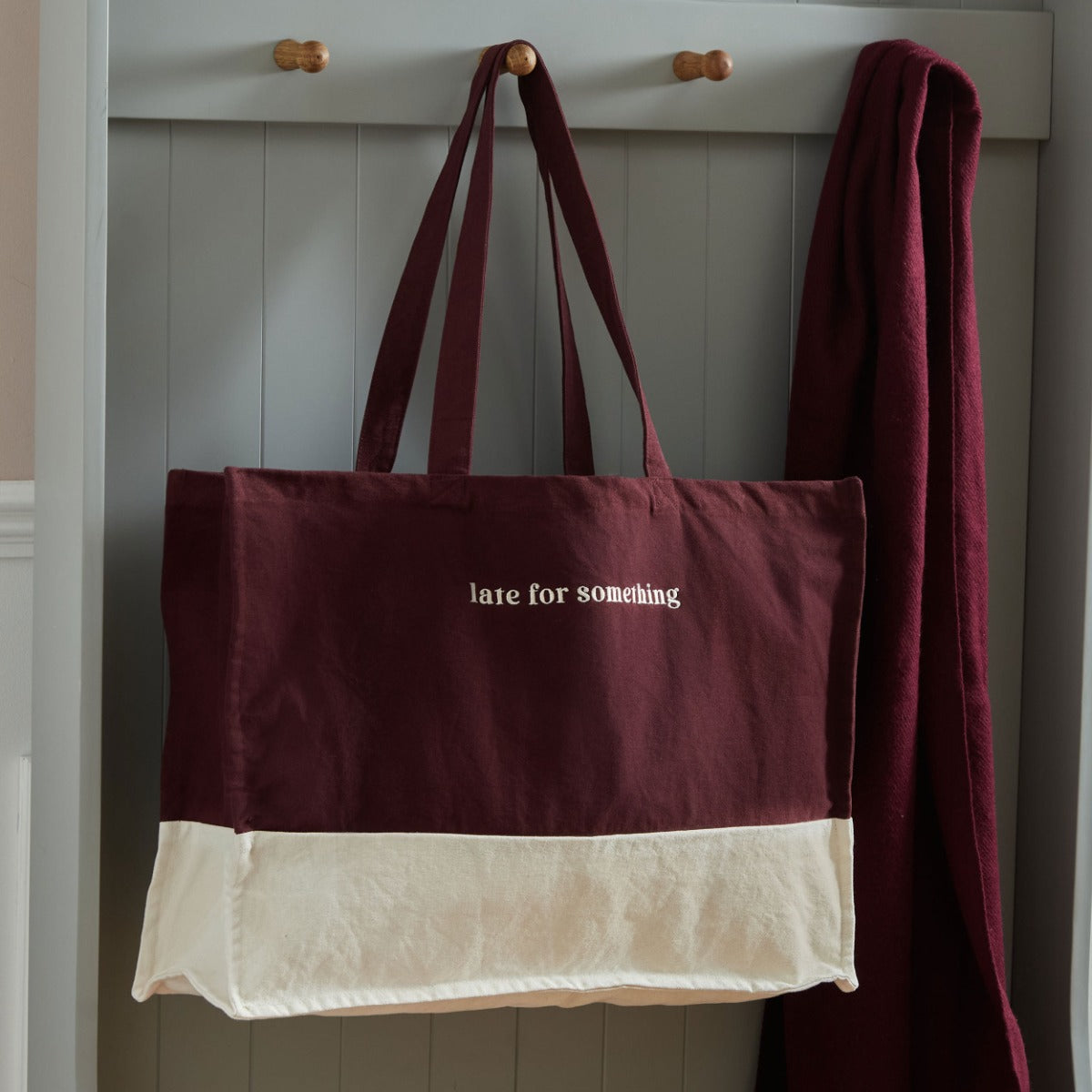 Personalised Burgundy Contrast Tote Bag
