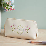 Personalised Oyster Birth flower Make Up Bag