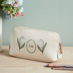 Personalised Oyster Birth flower Make Up Bag