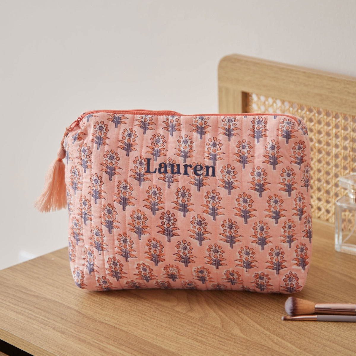 Personalised Large Light Pink Cosmetic Bag