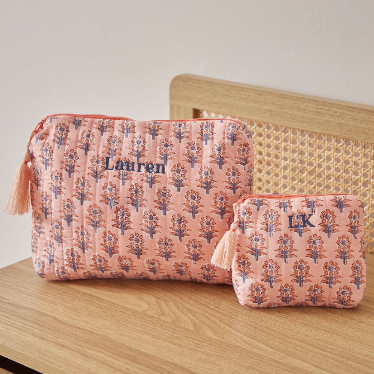 Personalised Large Light Pink Cosmetic Bag