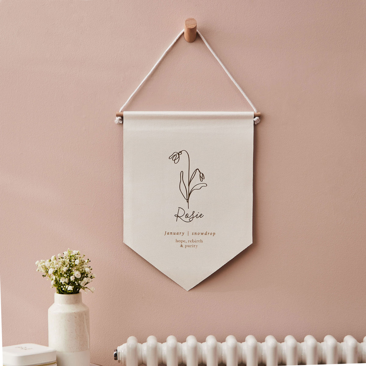 Personalised Birth Flower Wall Hanging by Made Yours