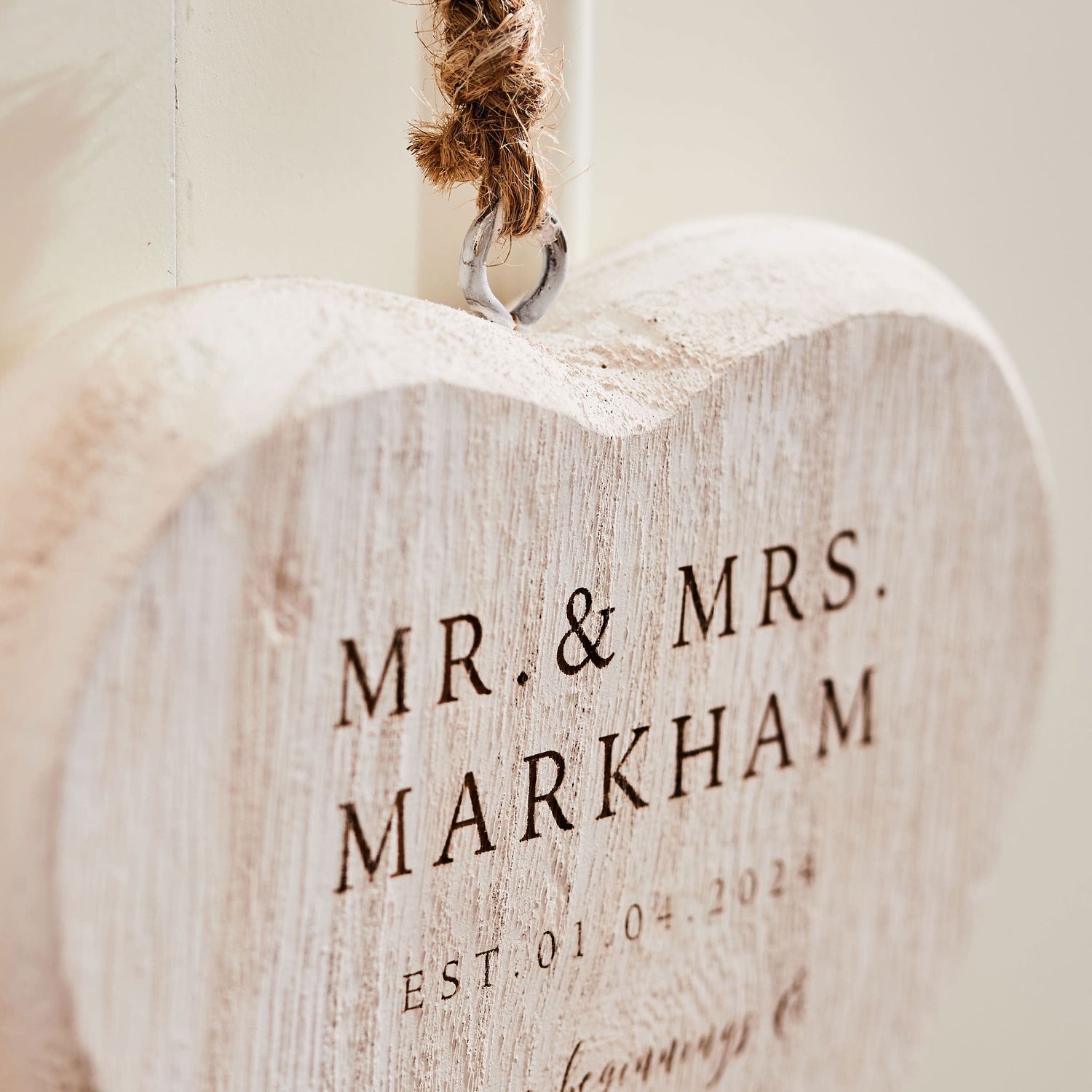 Personalised Wedding Date Wooden Hanging Heart