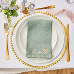 Personalised Wildflower Embroidered Rosemary Linen Napkin