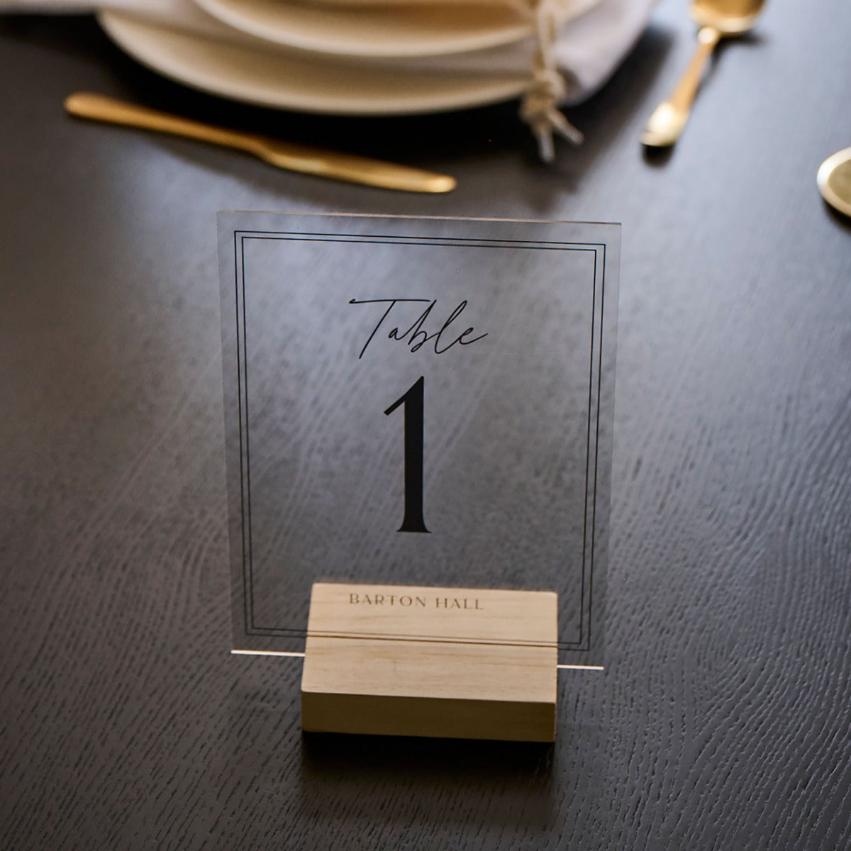 Personalised Black & White Acrylic Table Number Sign