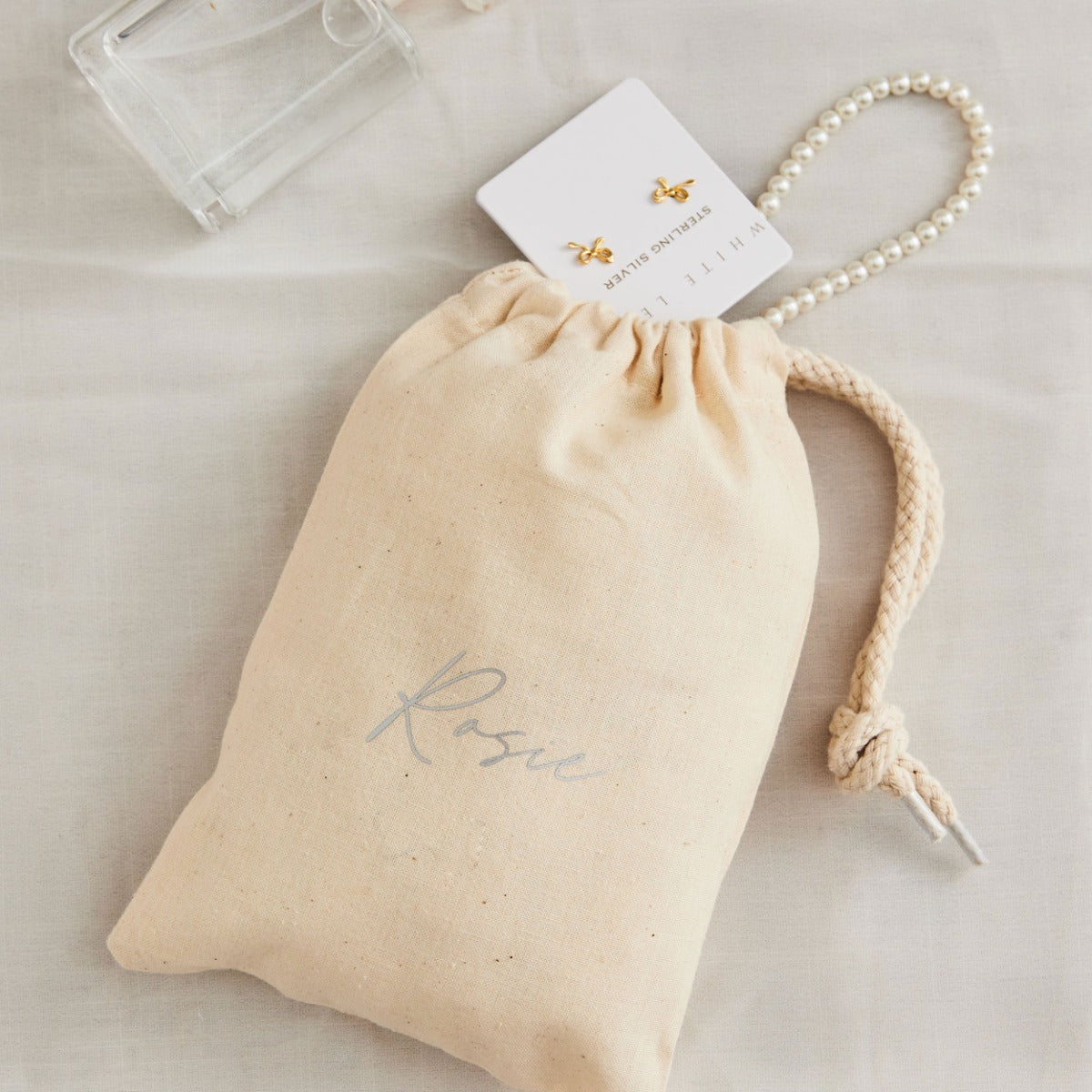Personalised Script Font Drawstring Gift Bag 