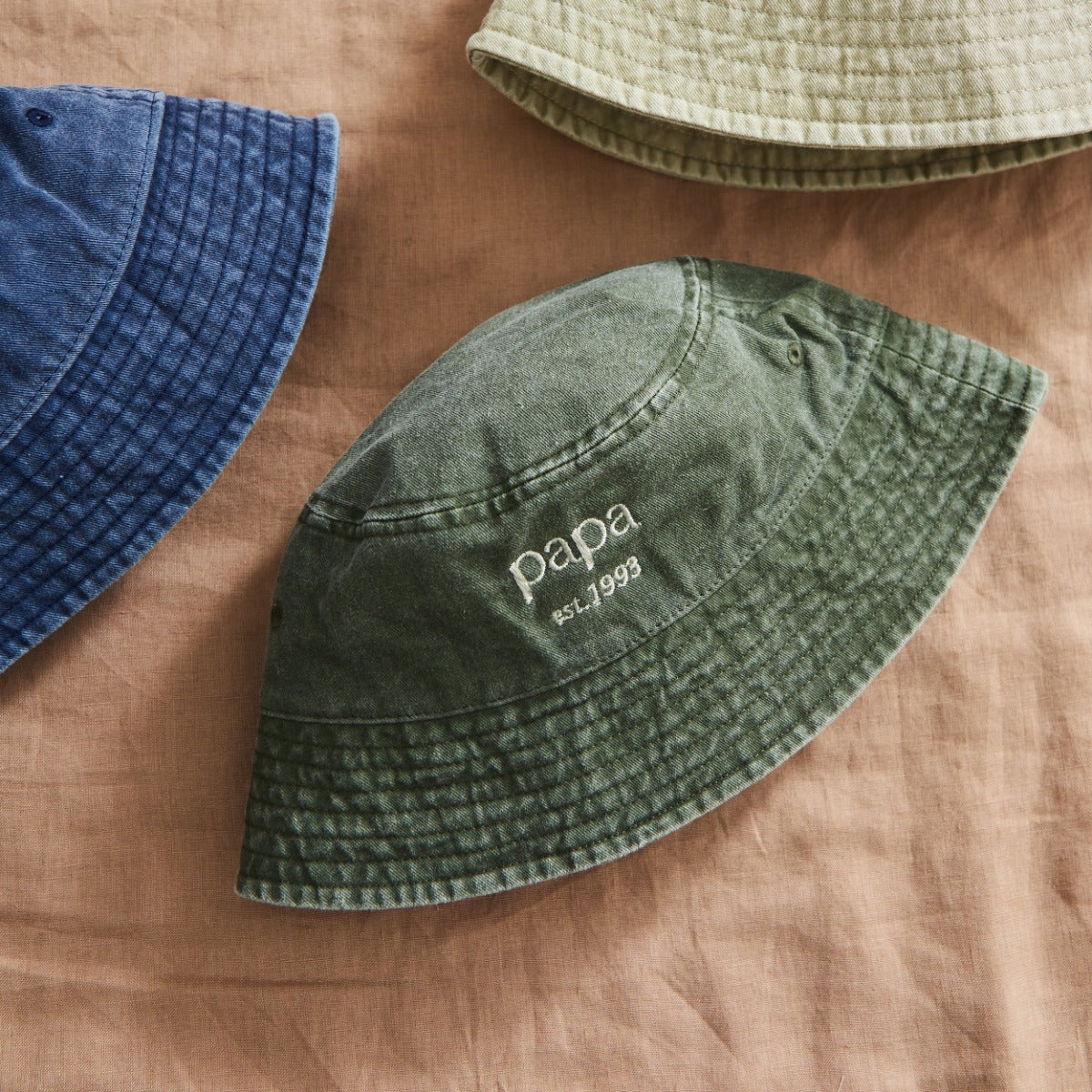 Personalised Vintage Dad Bucket Hat in Olive Green
