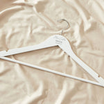 Personalised Black & White Wedding Wooden Coat Hanger in White