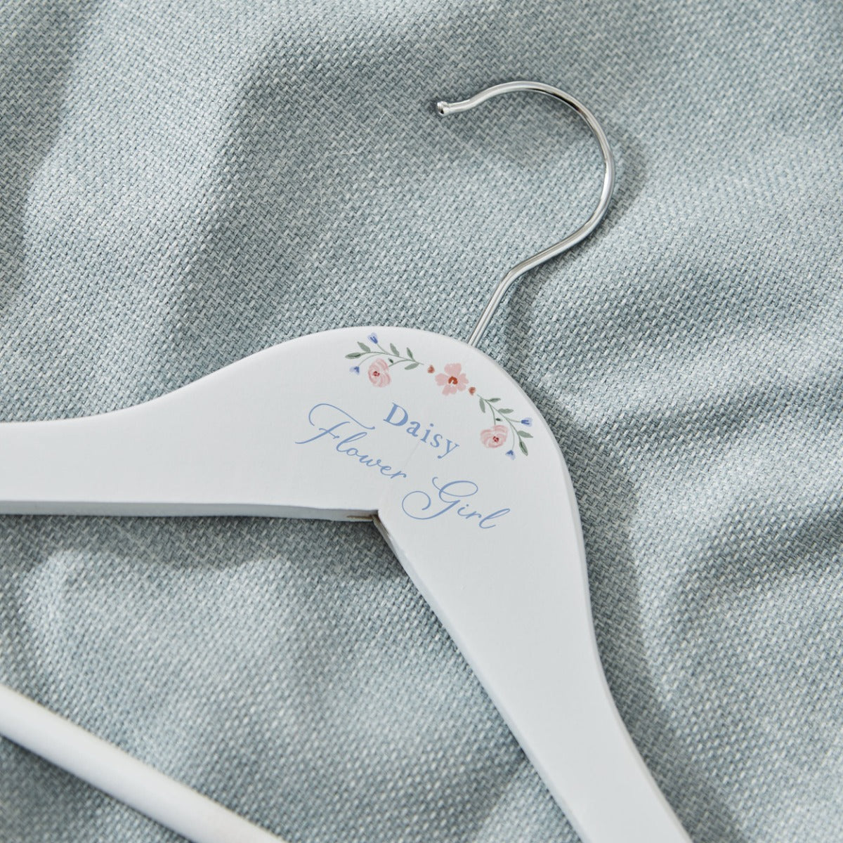 Personalised Wildflower Wedding Children's Wooden Coat Hanger