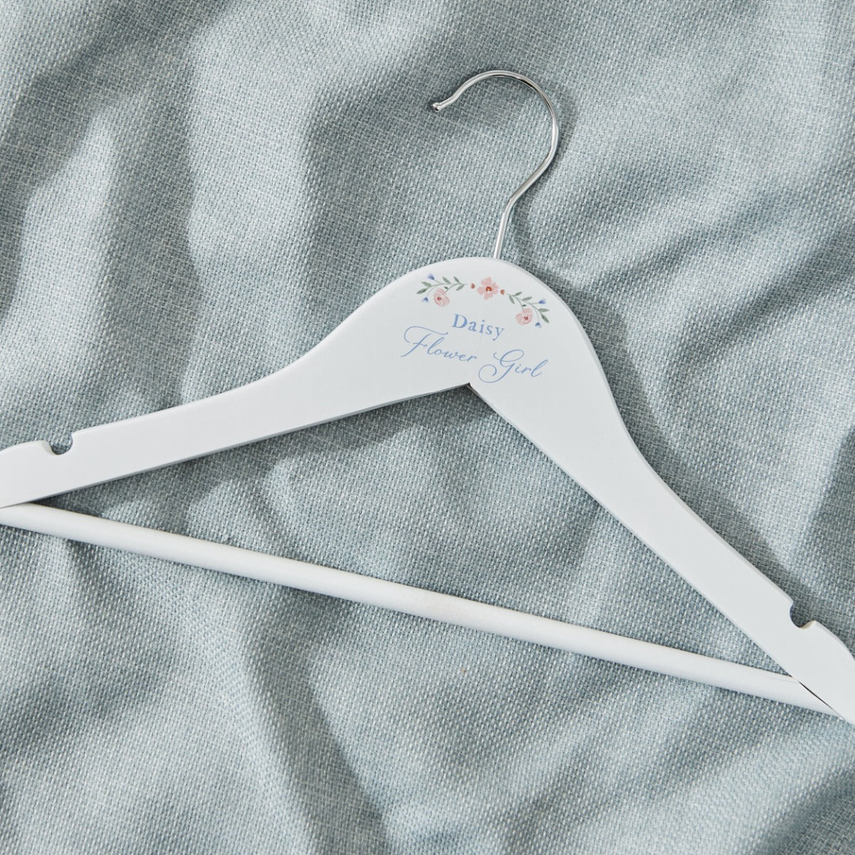 Personalised Wildflower Wedding Children's Wooden Coat Hanger