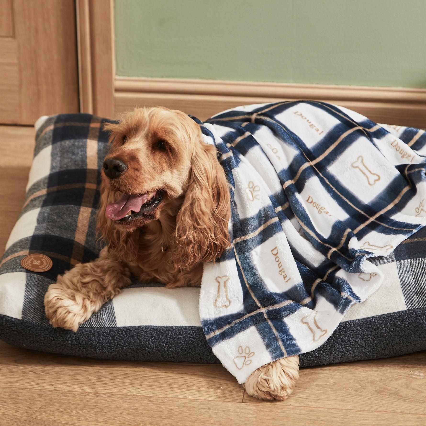 Personalised Dogs Checked Fleece Blanket