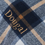 Personalised Deep Duvet Navy Check Medium Dog Bed
