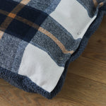 Personalised Deep Duvet Navy Check Medium Dog Bed