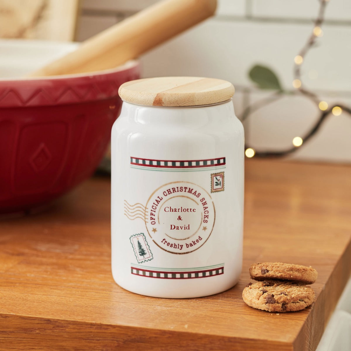 Personalised Postage Stamp Family Christmas Cookie Jar