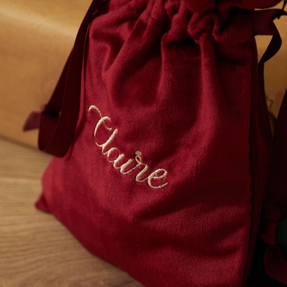 Personalised Small Script Velvet Gift Bag