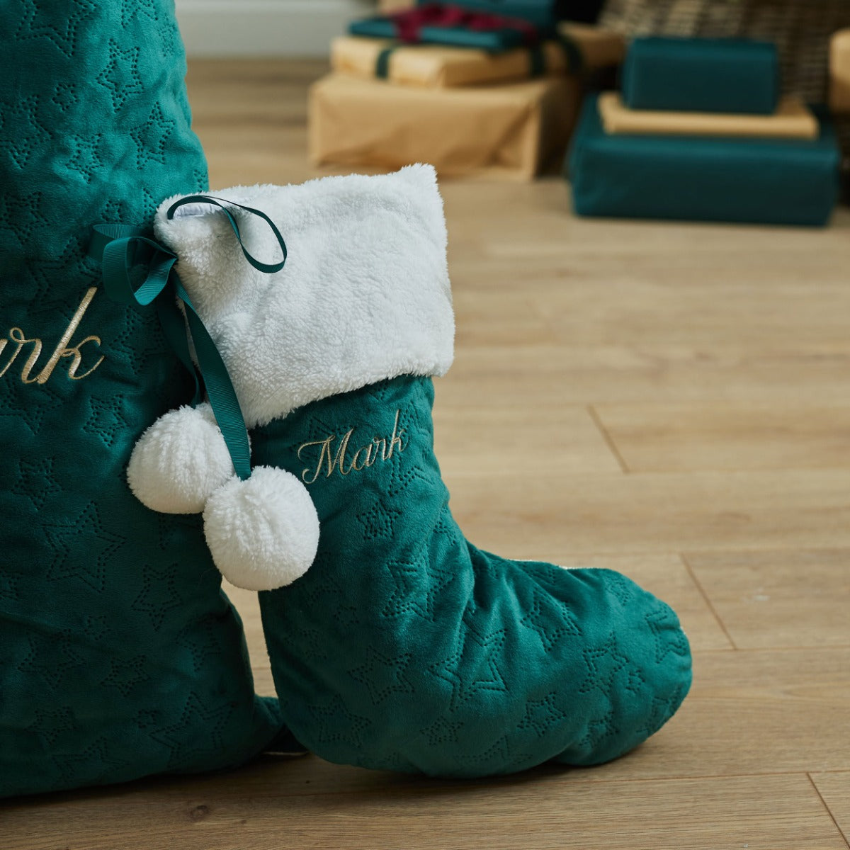 Personalised Green Velvet Stocking