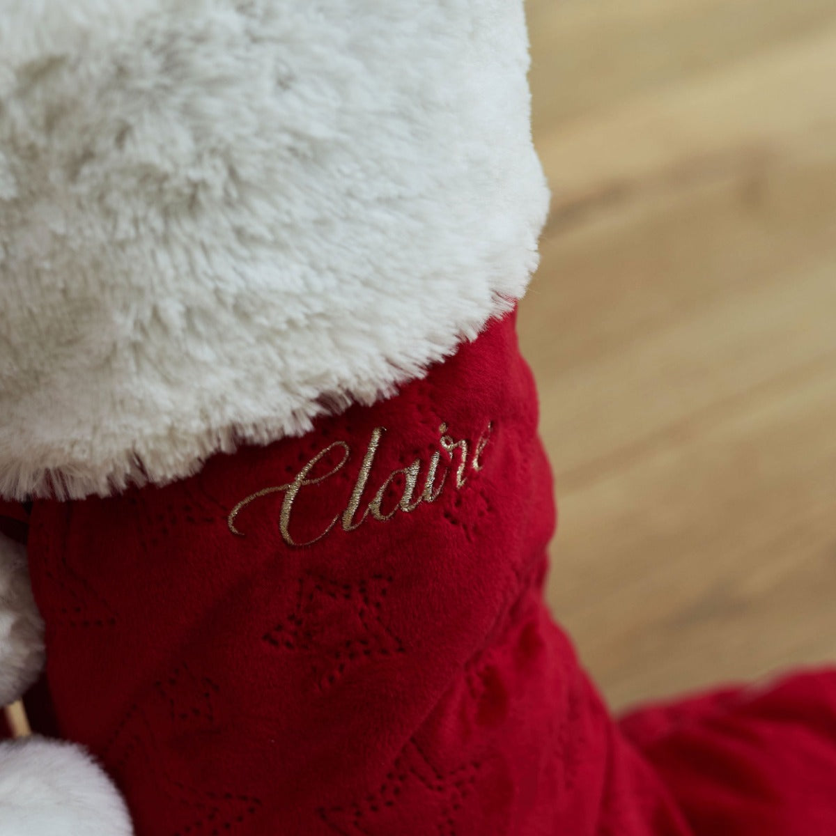 Personalised Embroidered Name Red Velvet Christmas Stocking