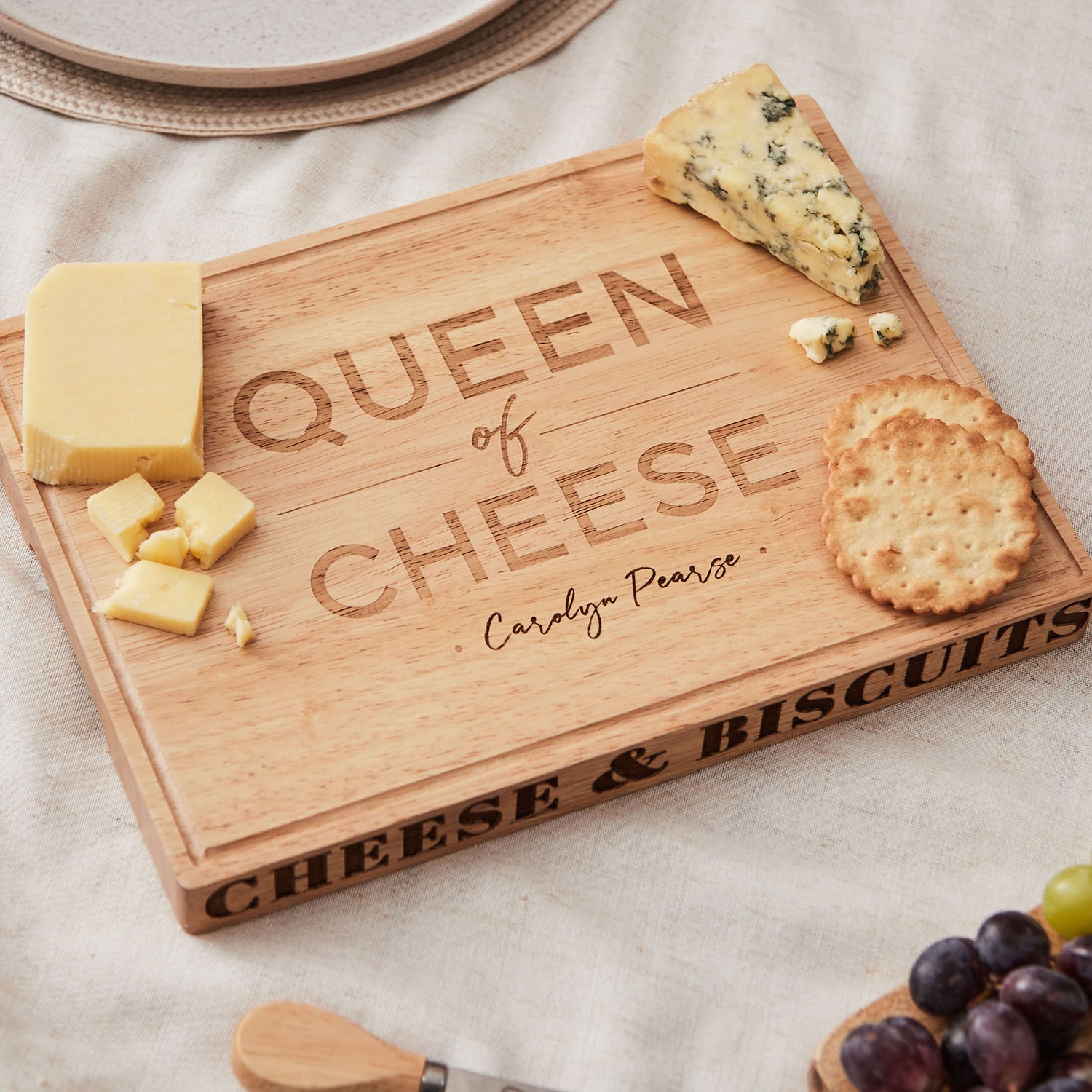 Personalised King or Queen of Cheese Wooden Cheese Board by Made Yours