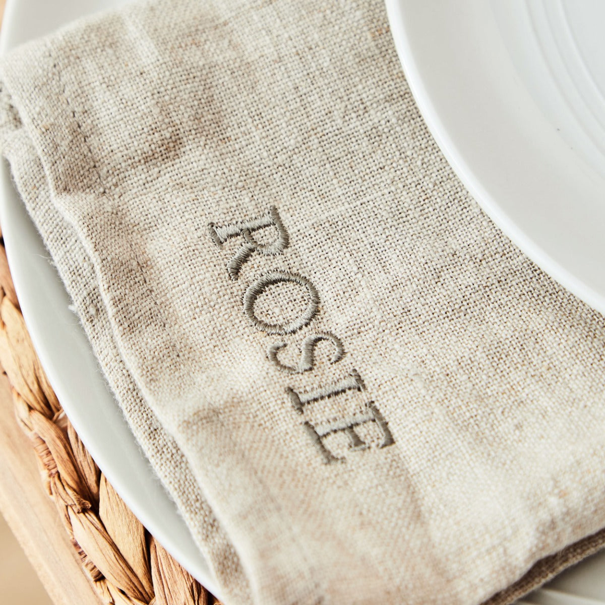 Personalised Natural Linen Napkin in Bold Font by Made Yours