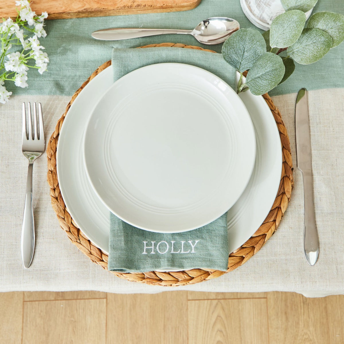 Personalised Rosemary Linen Napkin in Bold Font by Made Yours