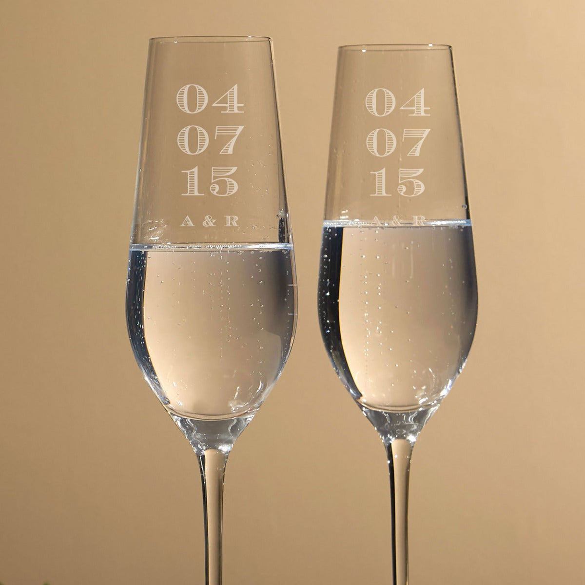Personalised Wedding Date Crystal Champagne Flute Set