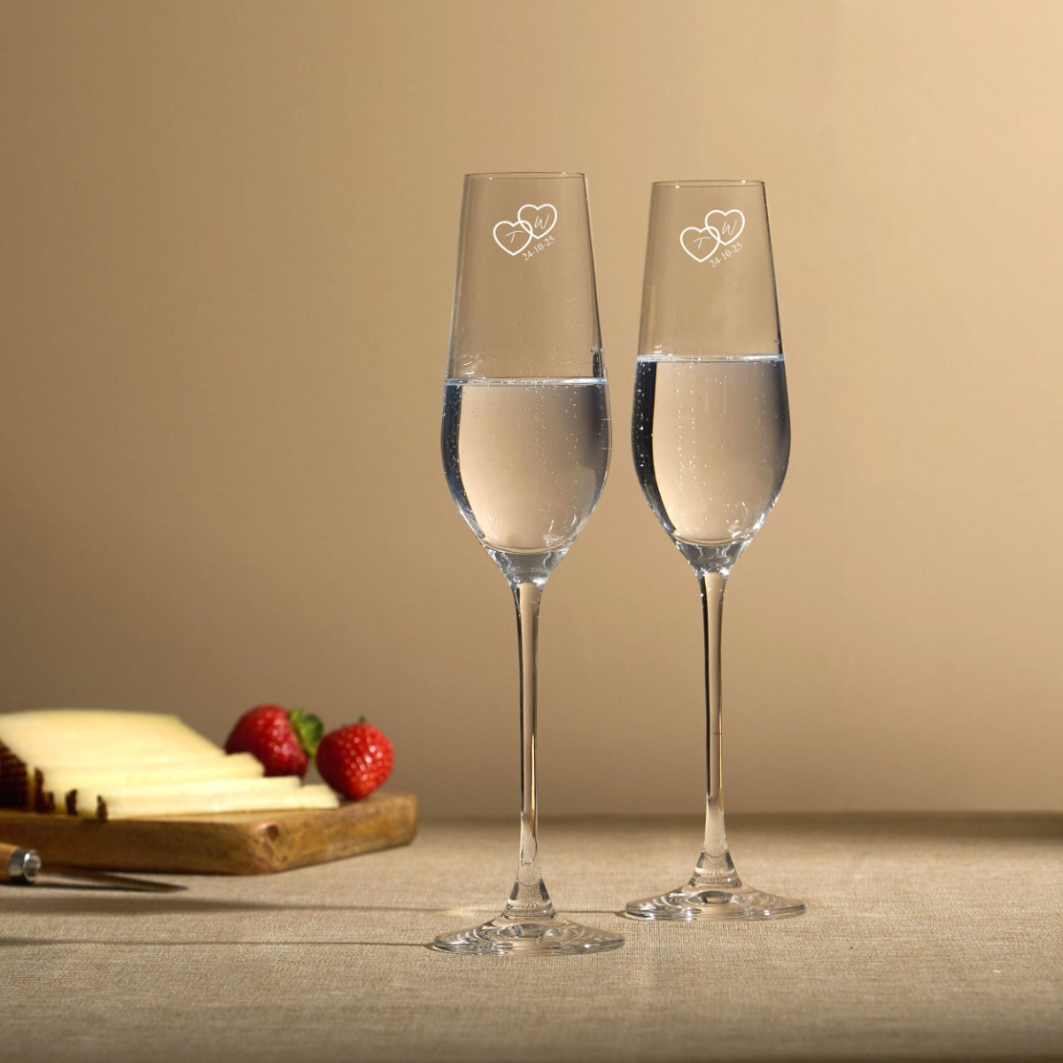 Personalised Couple's Heart Crystal Flute Set