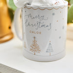 Personalised Silver & Gold Christmas Tree Mug 