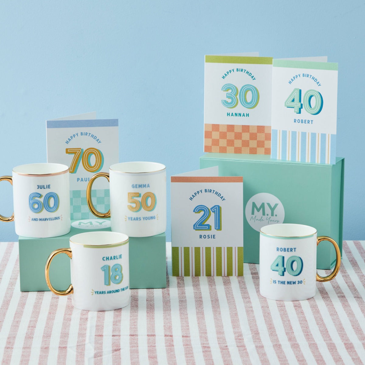 Personalised Modern Milestone 30th Birthday Golden Handle Fine China Mug