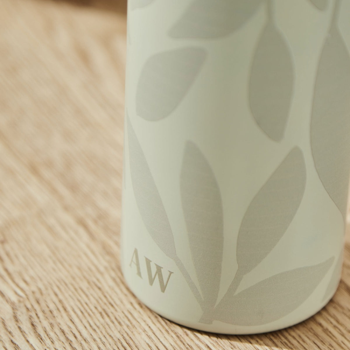 Personalised Cream Leaf Print Water Bottle