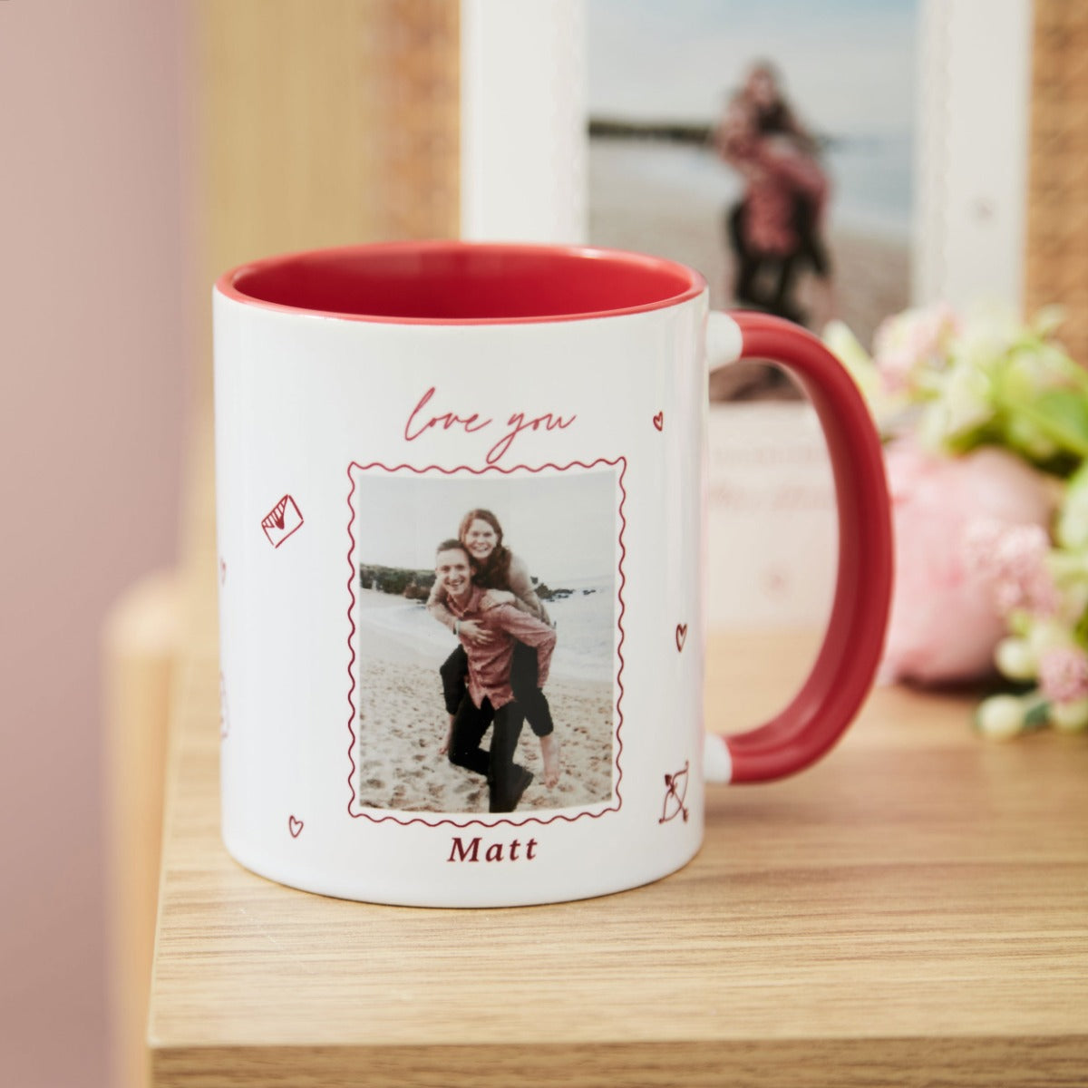Personalised Heart Doodle Love You Photo Mug