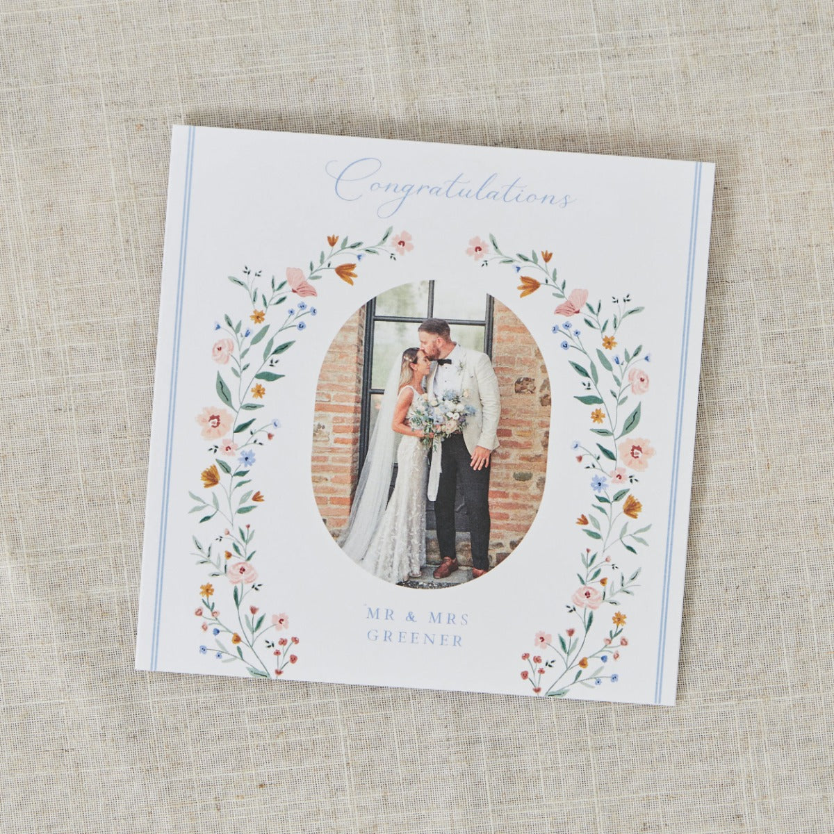 Personalised Floral Wedding Photo Card