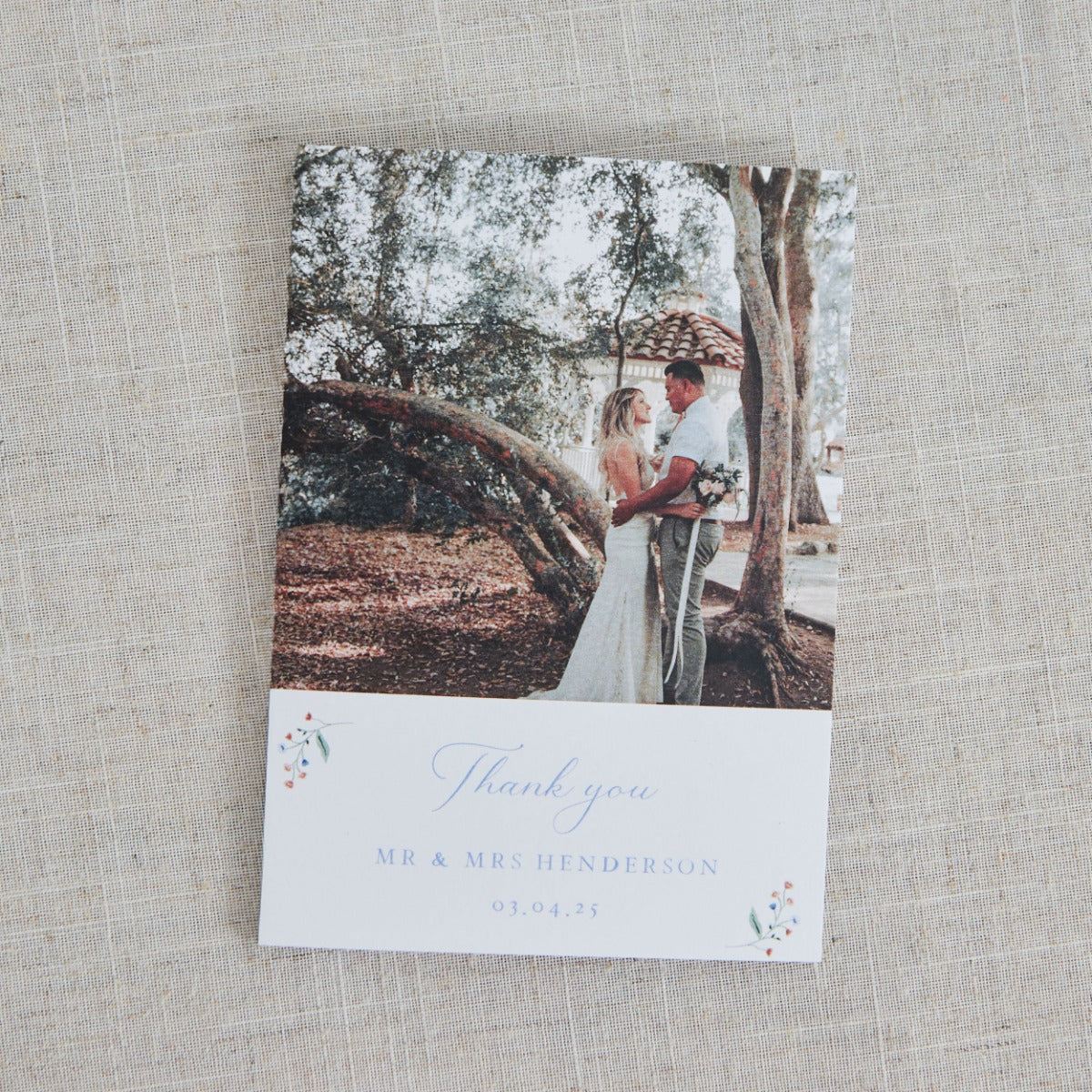 Personalised Floral Wedding Thank You Photo Card
