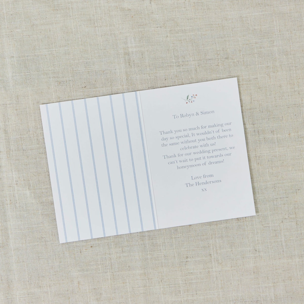 Personalised Floral Wedding Thank You Photo Card